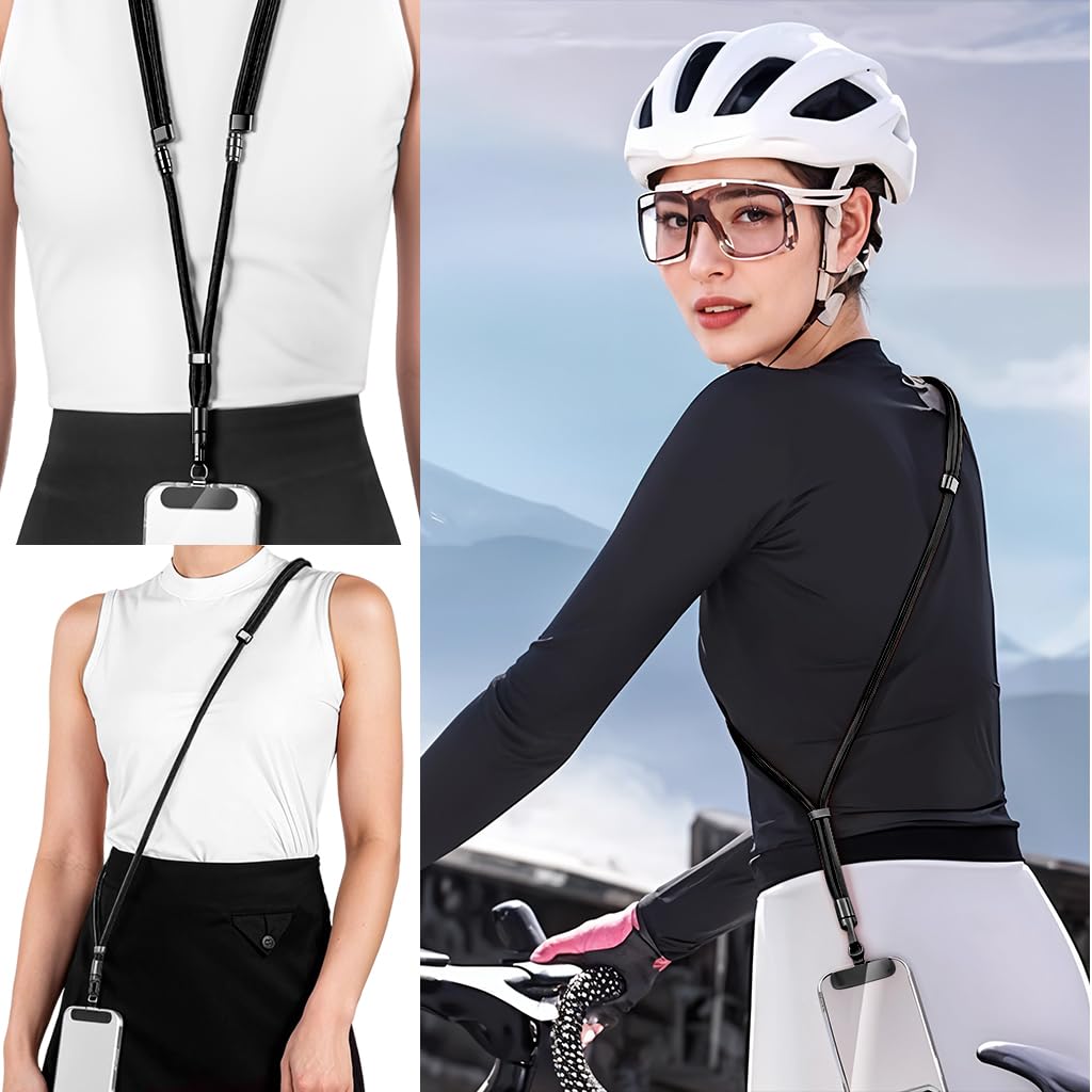 ZORBES Phone Neck Lanyard with 360° Swivel Strap and Adjustable Cord Lock | Black Nylon