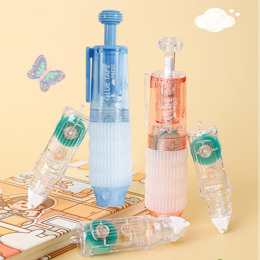 HASTHIP Double Sided Dot Glue Tape Pen for Scrapbooking with 3 Refills 6mm x 19.6ft | Retractable 360° Rotatable Head