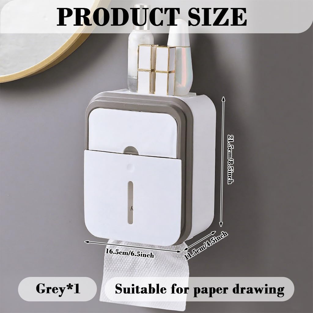 Supvox Toilet Paper Organizer for Bathroom with Double Layer Waterproof Box | No Drill Wall Mounted Dispenser and Sanitary Pad Drawer