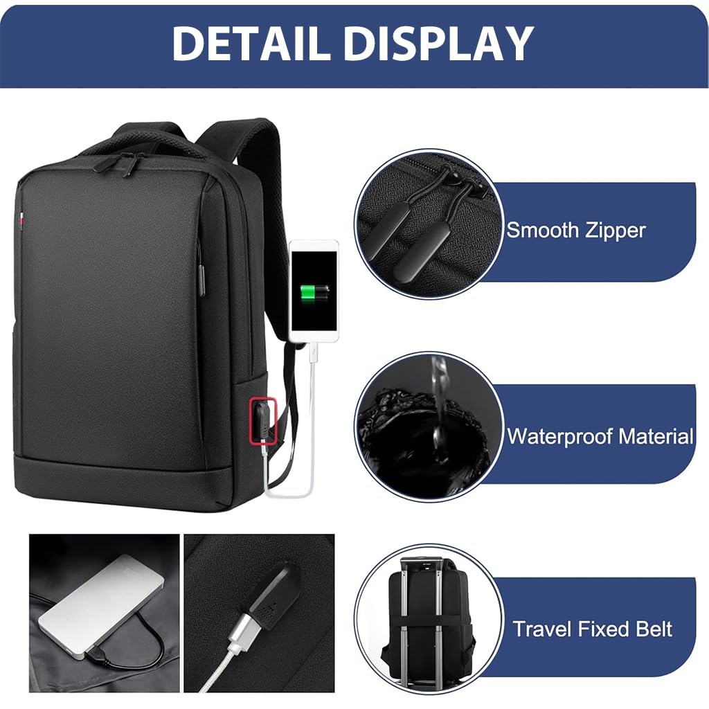 GUSTAVE® Business Backpack for Men Fashion Business Laptop Backpack 15.6 inches Laptop Bag Breathable Back Support Design Waterproof Oxford Cloth Outdoor Travel Backpack, 30x15x43cm