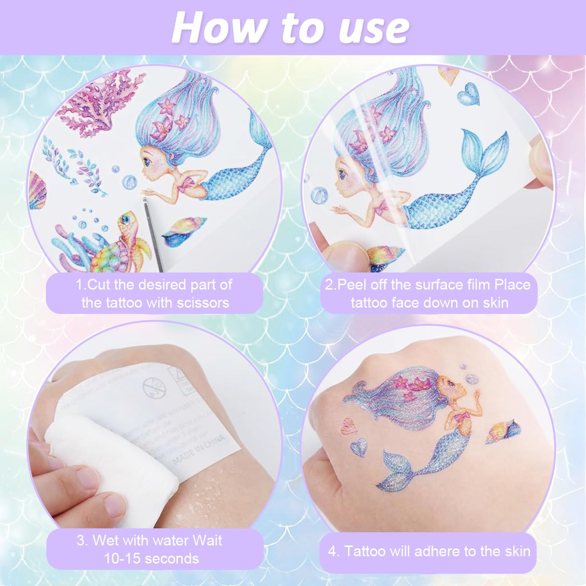 MAYCREATE Temporary Tattoo Stickers for Party featuring 12 Sheets Glitter Waterproof Designs | Safe for Kids