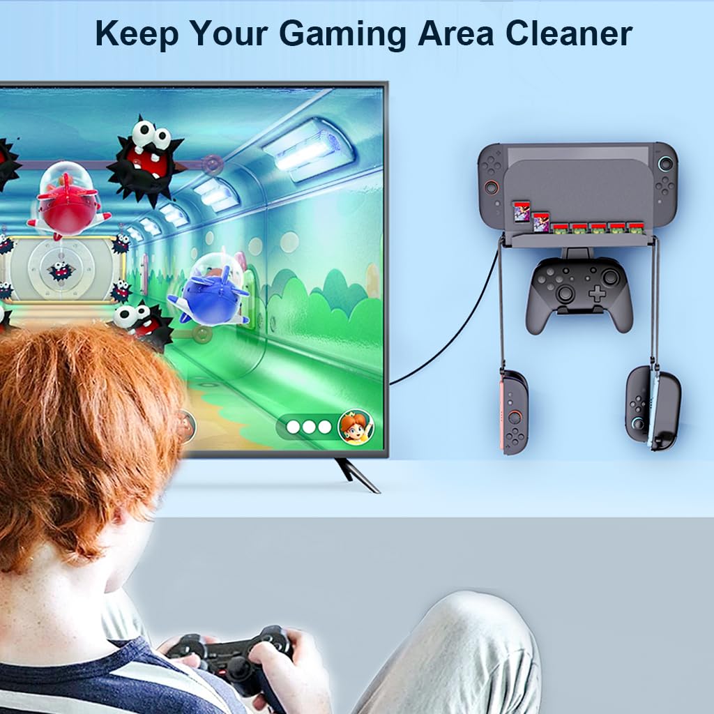 ZORBES Metal Wall Mount for Nintendo Switch 2 featuring Screw Fix System with 7 Card Slots