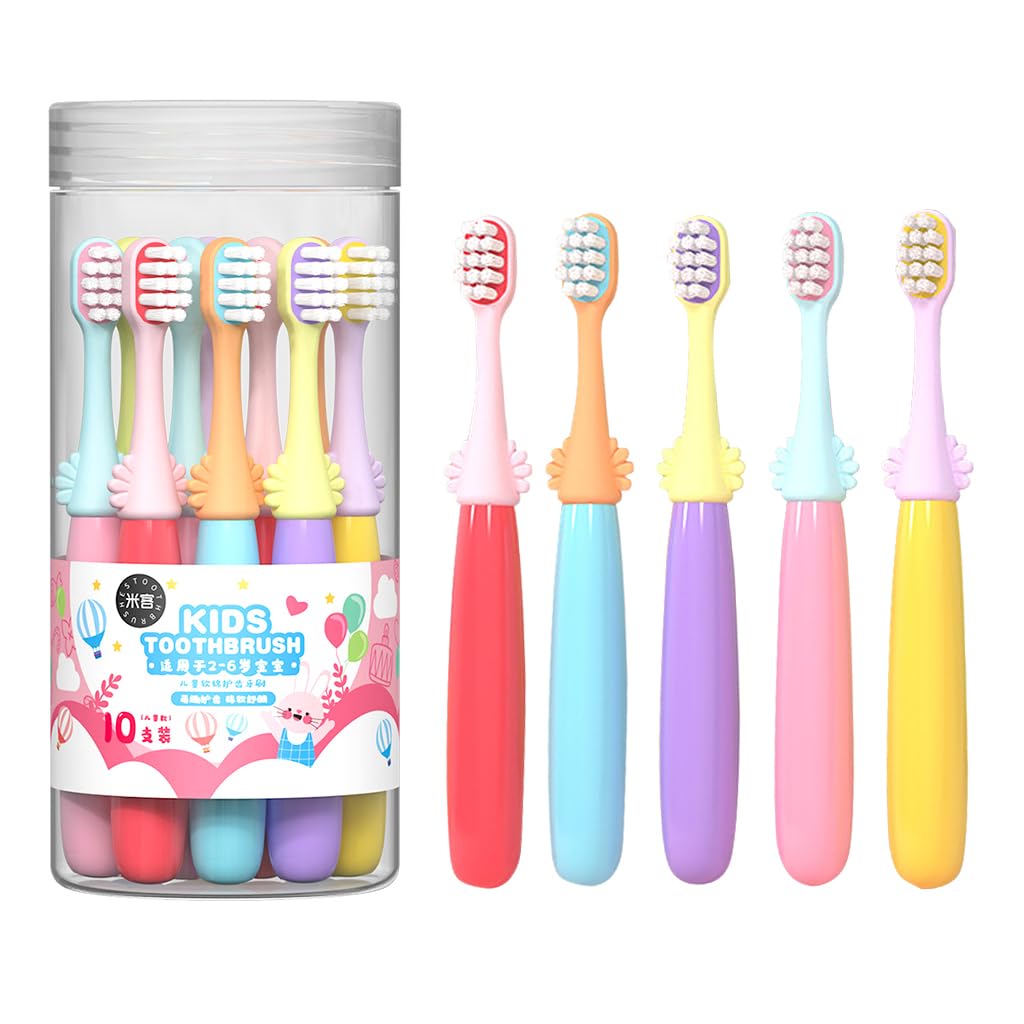 MAYCREATE® 10pcs Kids Toothbrush Soft Bristle Toothbrush for Kids Colorful Petals Handle Design Kids Toothbrush Kids Toothbrush for Kids 2-6 Years Old Boys and Girls