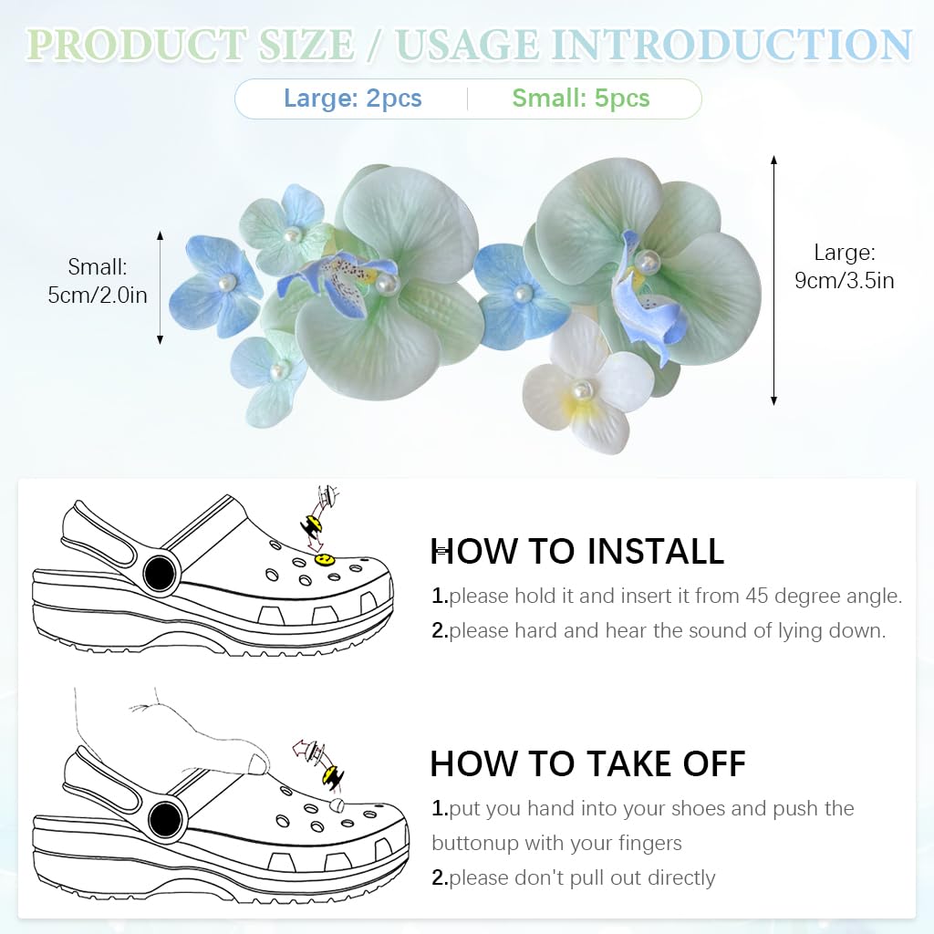 HASTHIP Flower Shoe Charms Set for Clog Shoes with Easy Snap-On Design 8Pcs Pink and White | Aesthetic Floral Decor for Women and Kids
