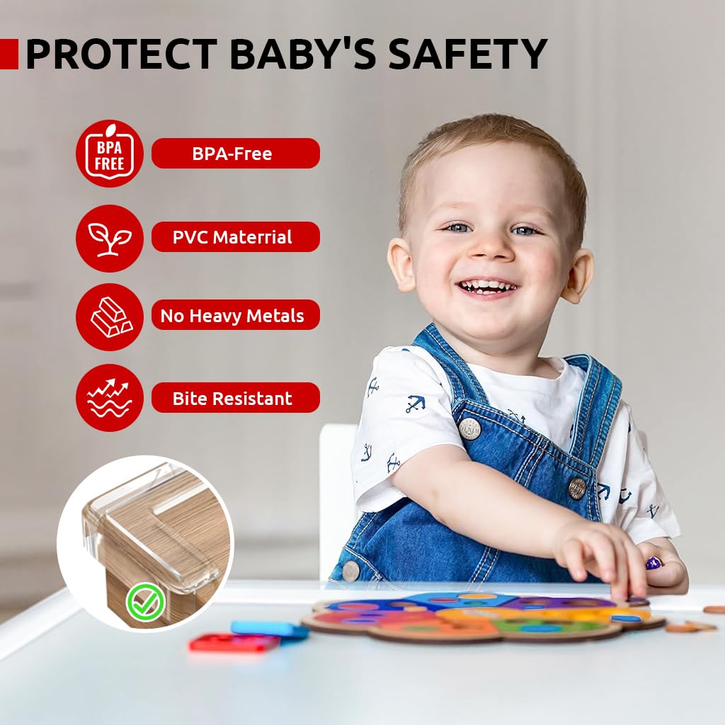 SNOWIE SOFT Edge Banding 6.6ft with L Shaped Design for Child Safety | 16PCS Clear Guards