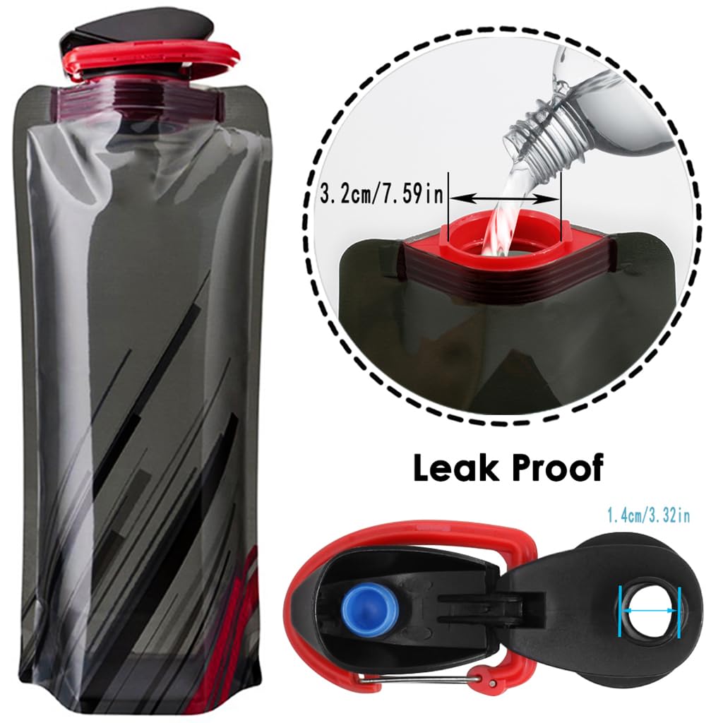 ZIBUYU Foldable Water Bottle 700ml 3 Pack for Travel and Outdoor with Collapsible Design | BPA Free Reusable Hydration Set