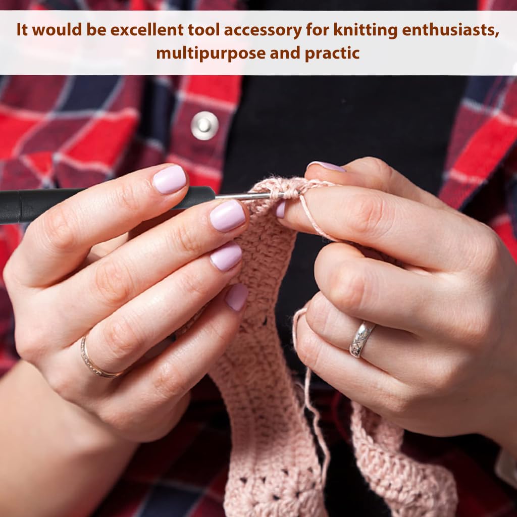 HASTHIP Crochet Hooks Set for Hair and Crafts with 9 Tools featuring Ergonomic Handle | 0.5mm–5mm Sizes