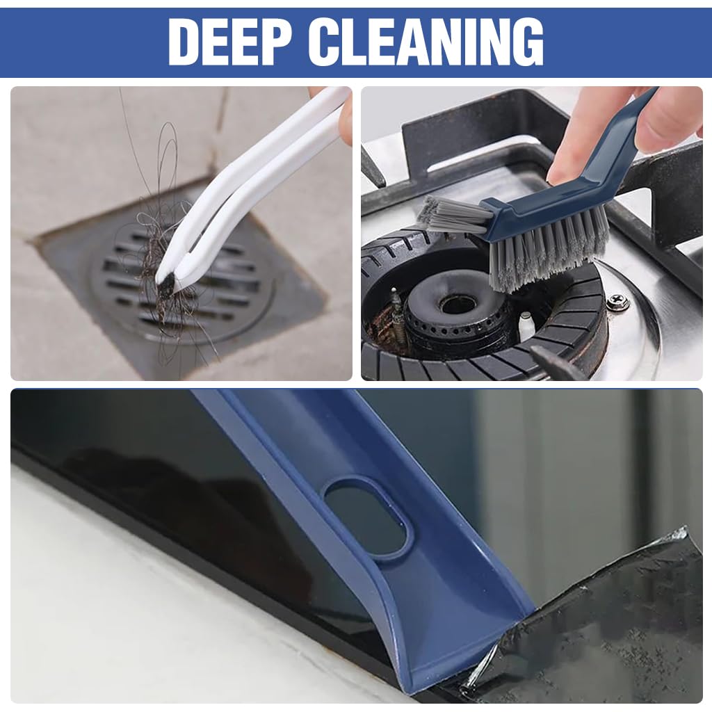 HASTHIP Gap Cleaning Brush for Bathroom and Kitchen with Dual Head Hard Nylon Bristles | 2 Pack