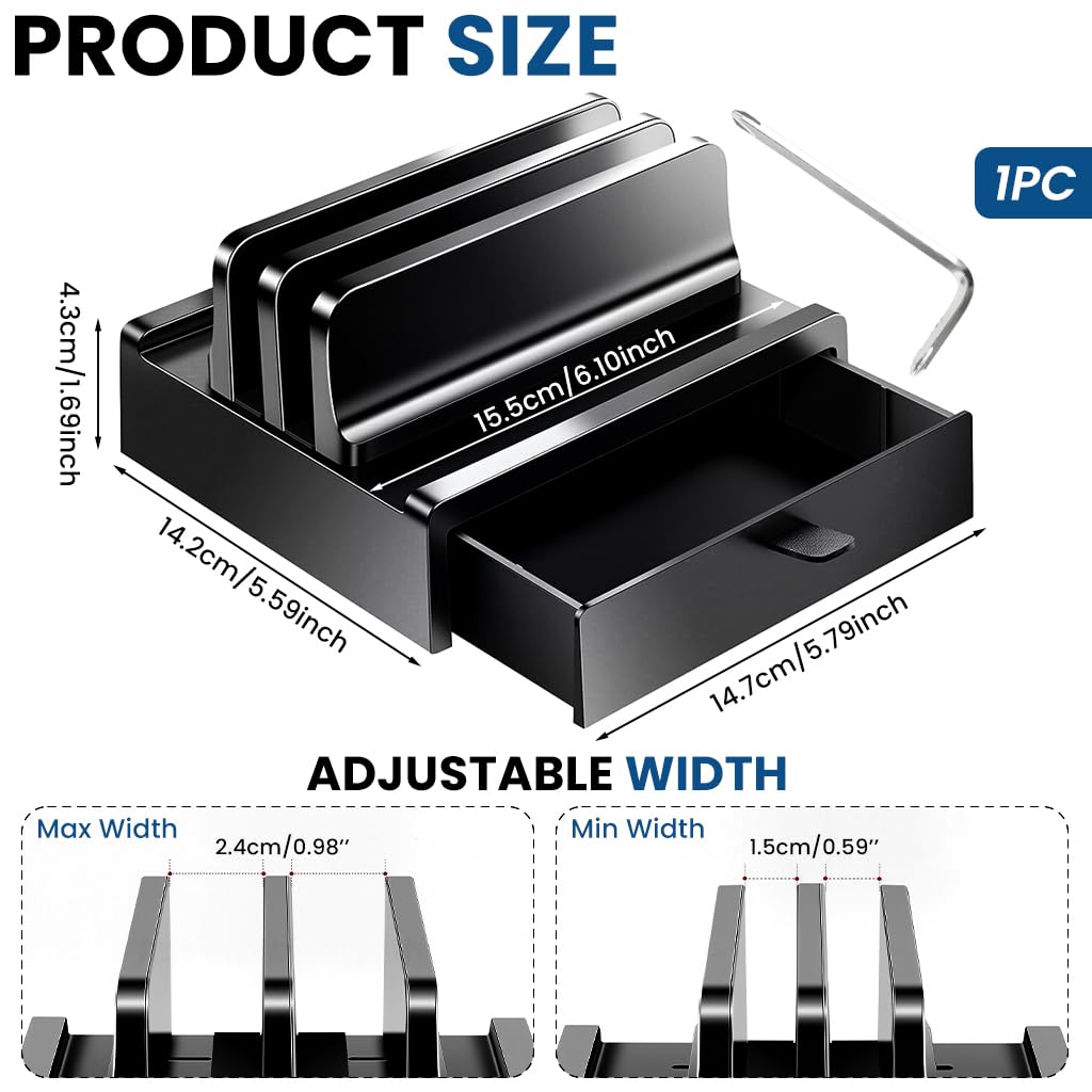 ZORBES Laptop Stand for Desk with Drawer and Vertical Storage | 4-in-1 Organizer Holder