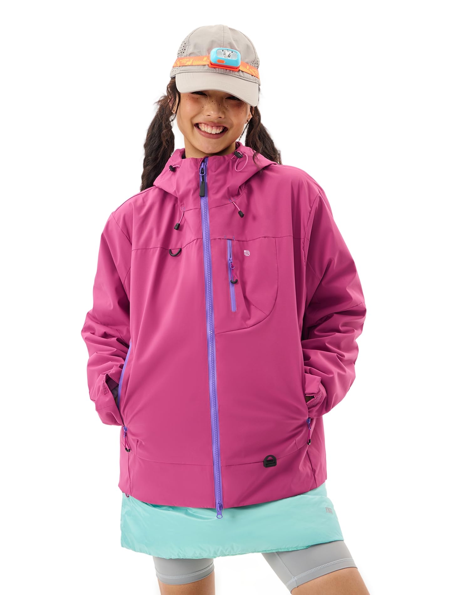 Venzina Women’s Waterproof Jacket for Daily Commute and Travel featuring Color Block Design | Breathable Windproof Fit in Purple