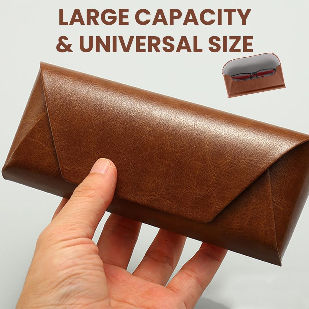 Zibuyu Glasses Case with Button Closure and 165x65x40mm Hard Shell Brown for Men and Women