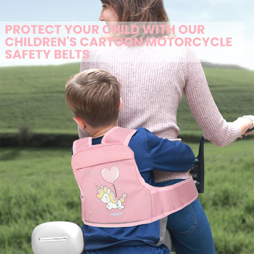 Zibuyu Kids Safety Belt for Motorcycles with Quick-Release Buckle and Breathable Mesh | Adjustable Fit for Ages 3–10
