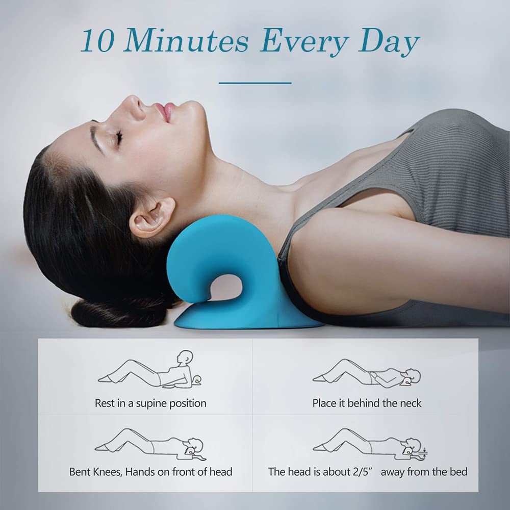 HANNEA Neck Massage Cervical Pillow for Neck Pain Relief with 6 Point Traction | PU Material 22×17.5×12.5 cm
