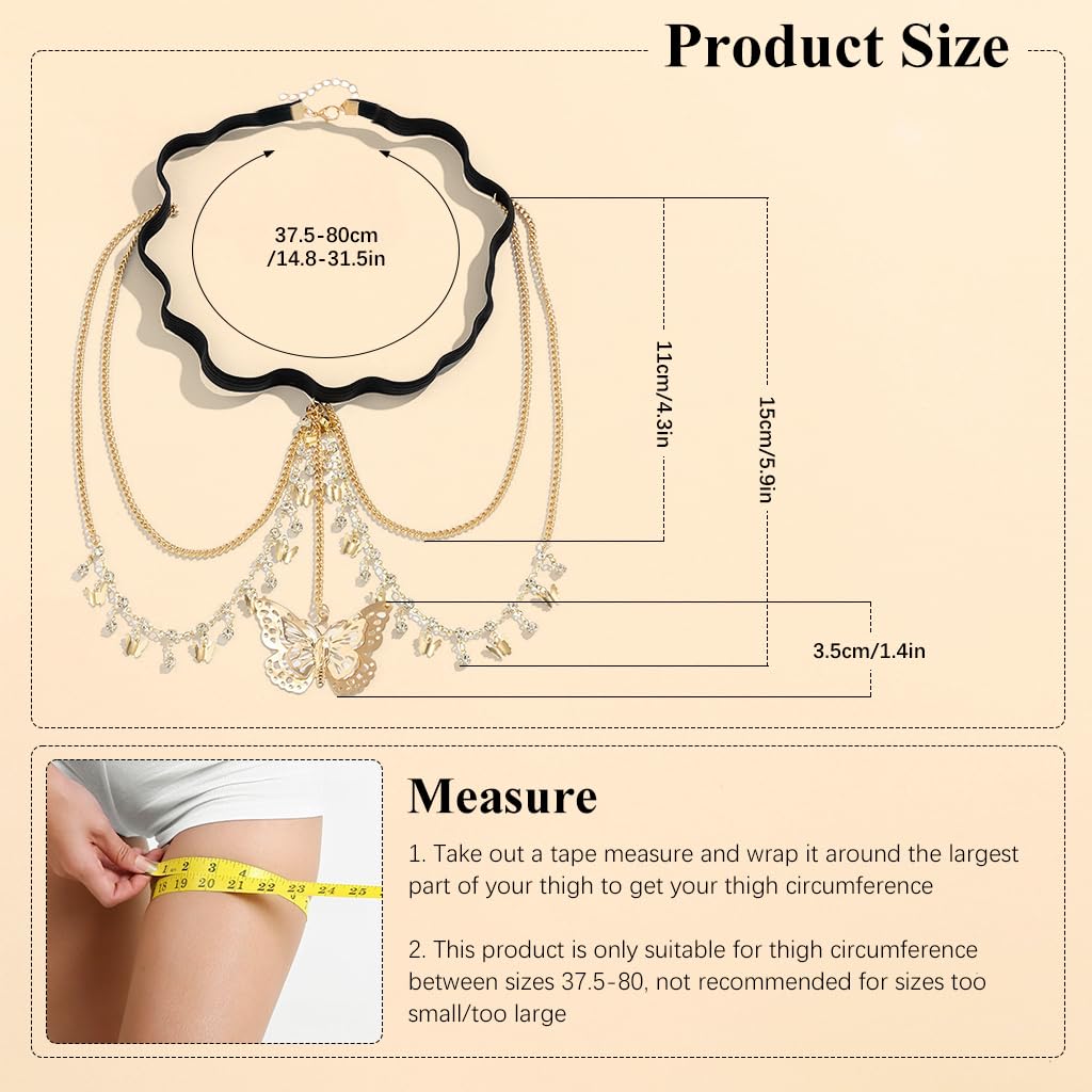 SANNIDHI Leg Chain for Women featuring Elastic Adjustable Band and Butterfly Charm | Ideal for Summer Dance and Beach Festival Outfits