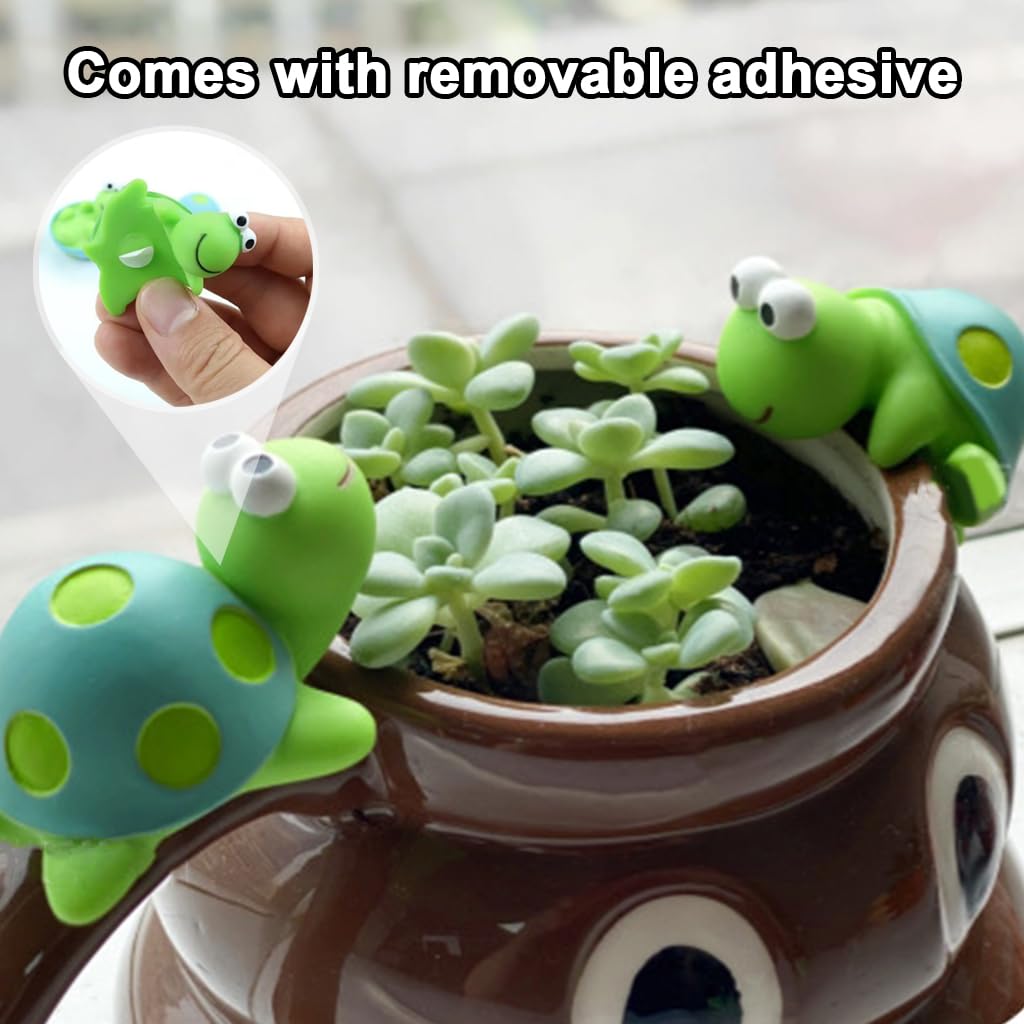 Zibuyu Mini Resin Turtle Figurines for Car Dashboard and Desk Display | 4 Pcs Cute Ornament Set