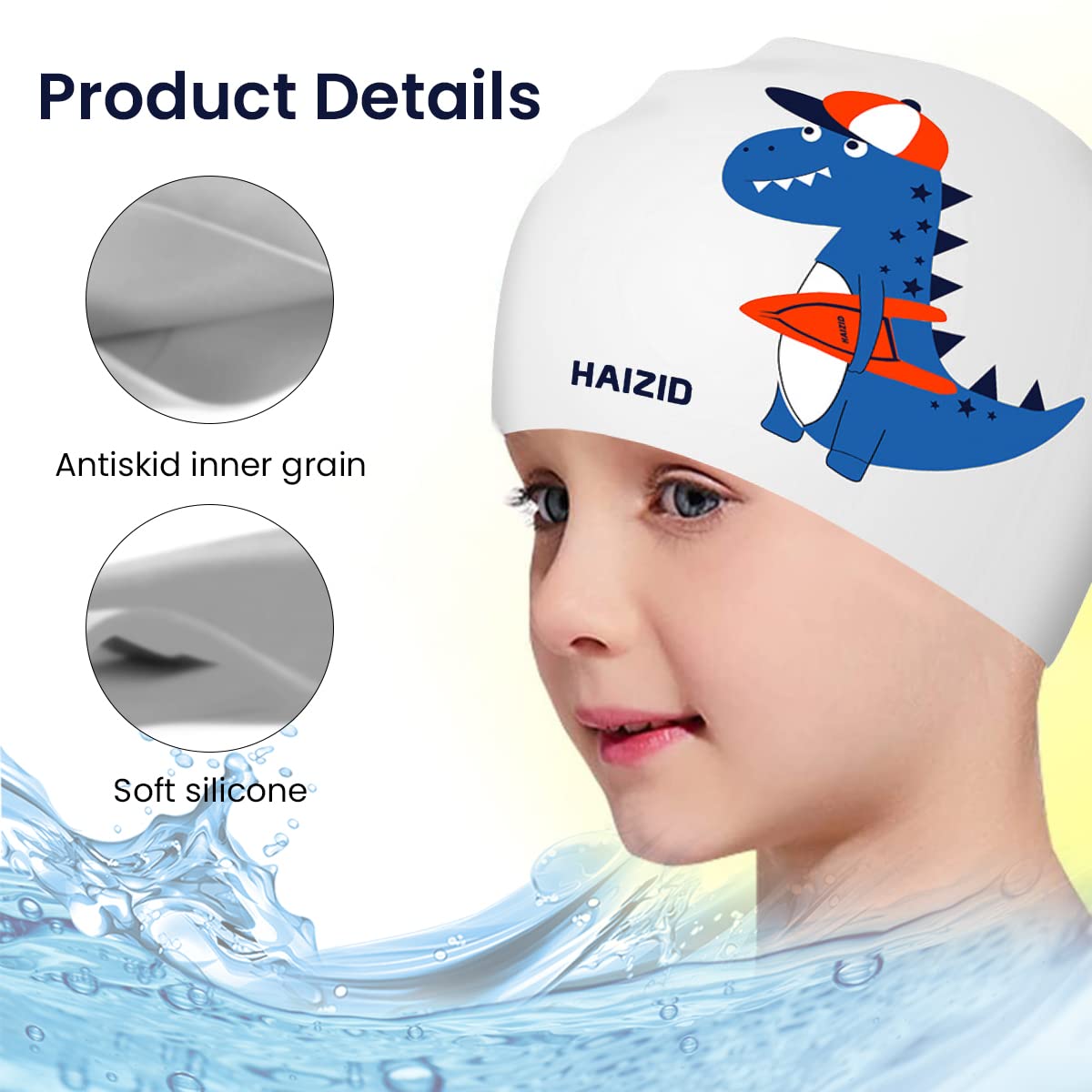 Proberos® Kids Swim Caps for Kids, Children, Boys and Girls Aged 2-8, Baby Waterproof Bathing Caps