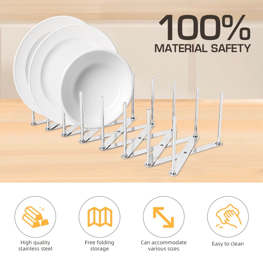 ZIBUYU Dish Rack for Kitchen with Retractable Space Saving Design and Stainless Steel Stability
