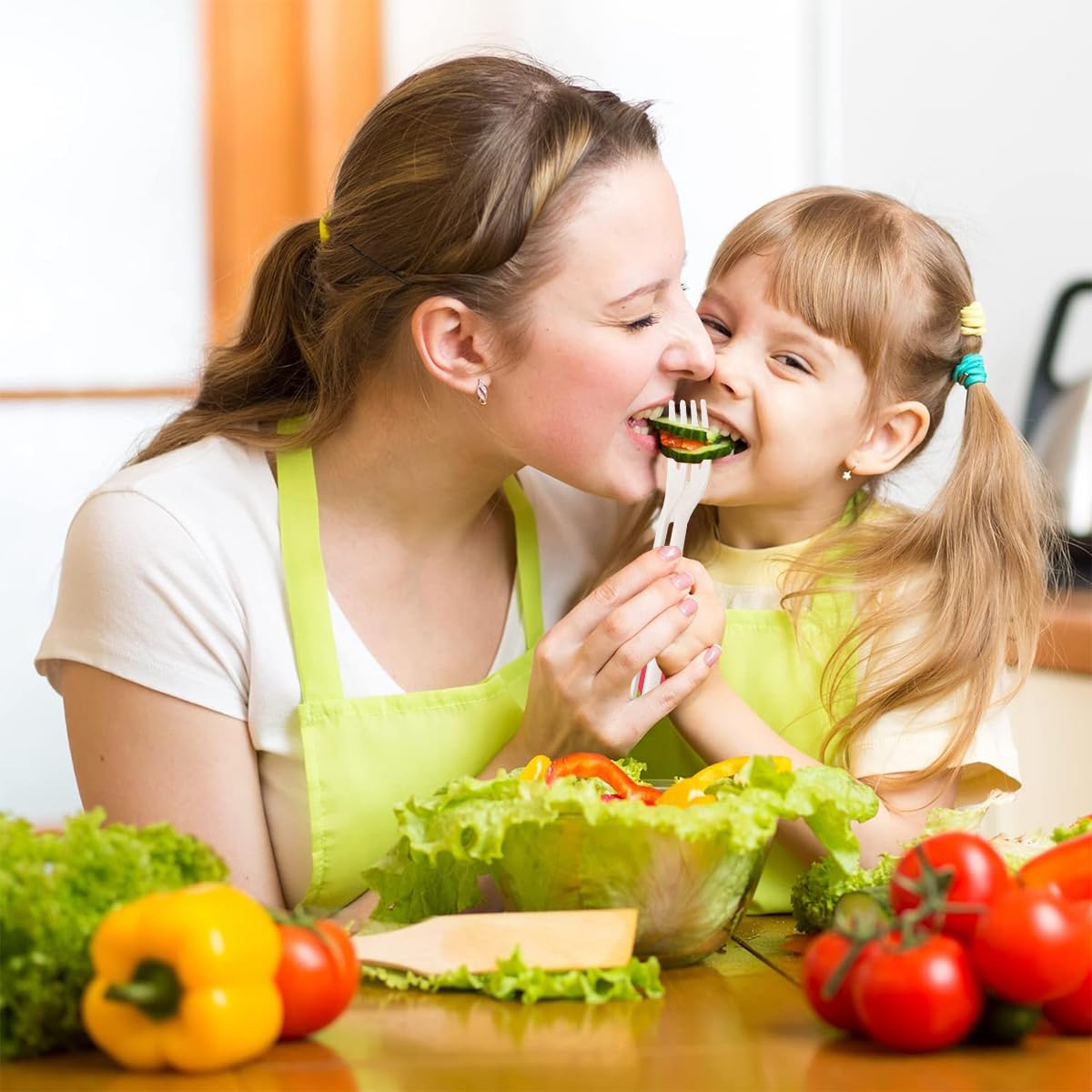 HASTHIP Kids Cutlery Set for School and Travel featuring Stackable Case | 4 Sets BPA Free Wheat Straw Utensils