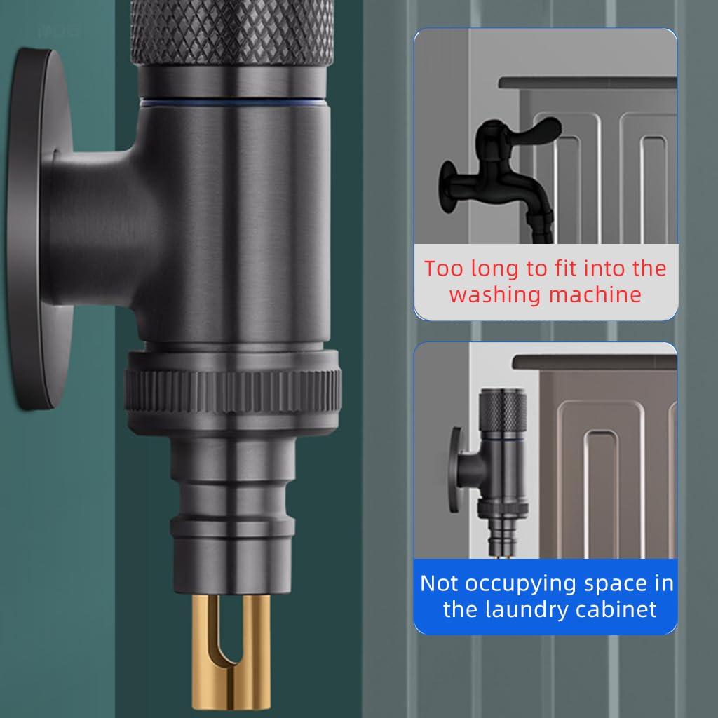 HASTHIP Washing Machine Faucets for Outdoor Garden Use with Solid Brass Wall Mount Tap | Grey