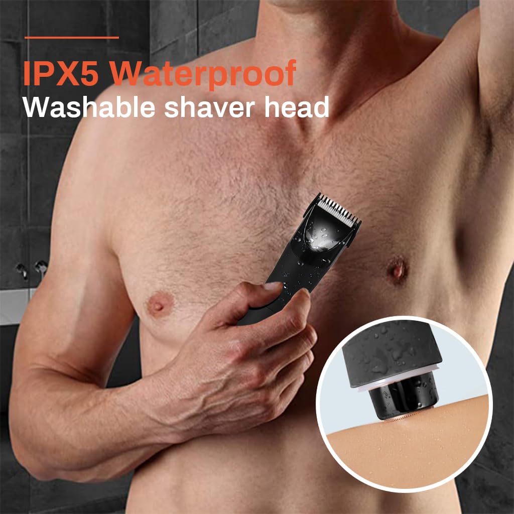 ZIBUYU Body Hair Trimmer with Dual Head Design and LED Light | IPX7 Waterproof 90 min Use