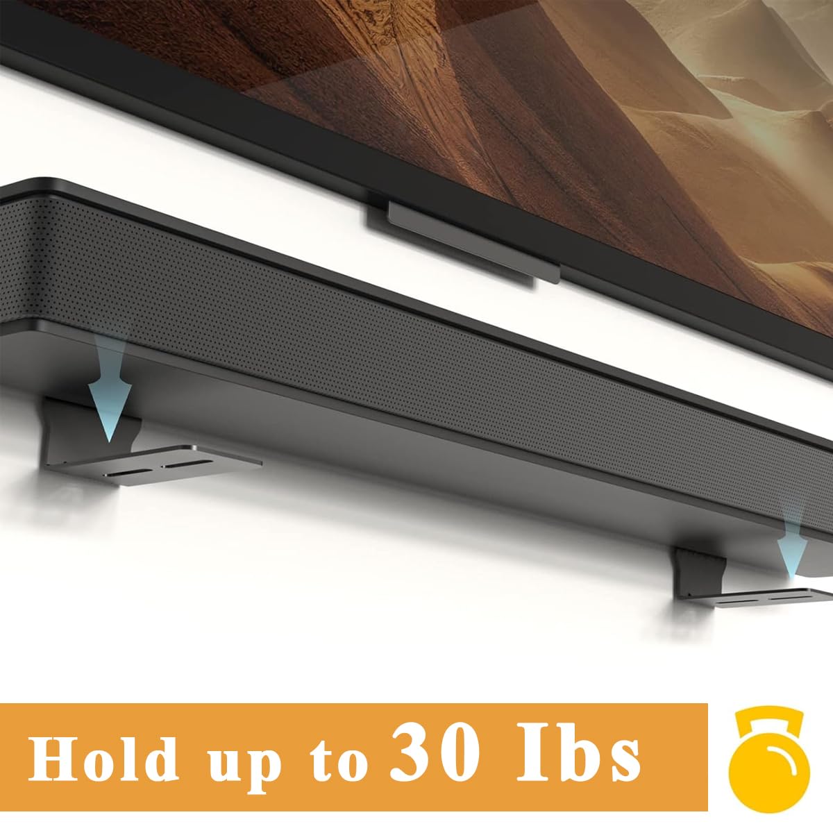 HASTHIP Sound Bar Wall Mount for Home Theater | Dual Bracket with 30 lb Capacity and 3.5 in Steel Holders