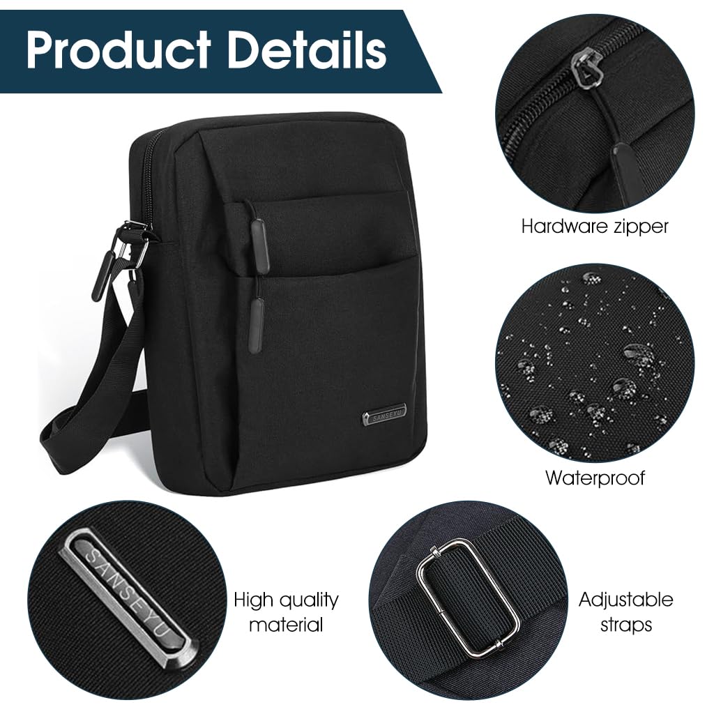 GUSTAVE Sling Bag for Men, Crossbody Bags Men, Fashion Nylon Chest Bags for College, Outdoor Travels and Business Daily Use For Men, Black