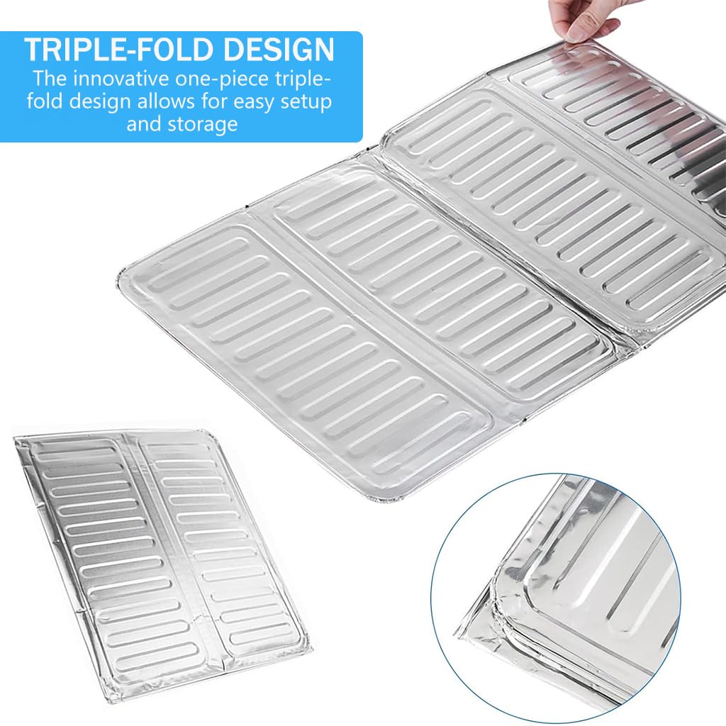 Supvox Kitchen Oil Splash Guard Reuseable Oil Splash Guard One-piece Triple Fold Oil Splash Guard Aluminum Foil Oil Splash Guard for Single Stove Oil Splash Proof Screen Board, 32.5x84cm