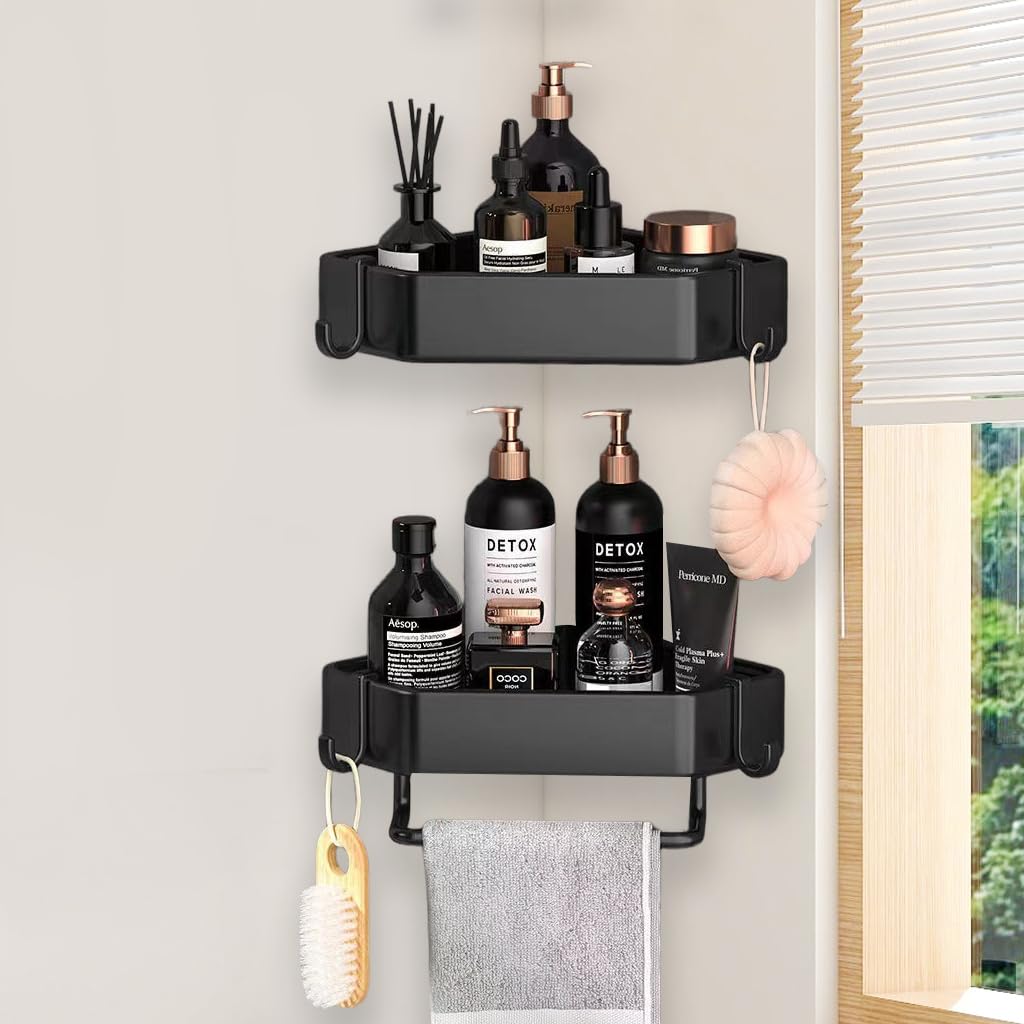 Supvox Adhesive Stainless Steel Shower Organizer Shower Rack, Corner Shower Caddy, Shower Shelves Storage Bathroom Organizers and Storage