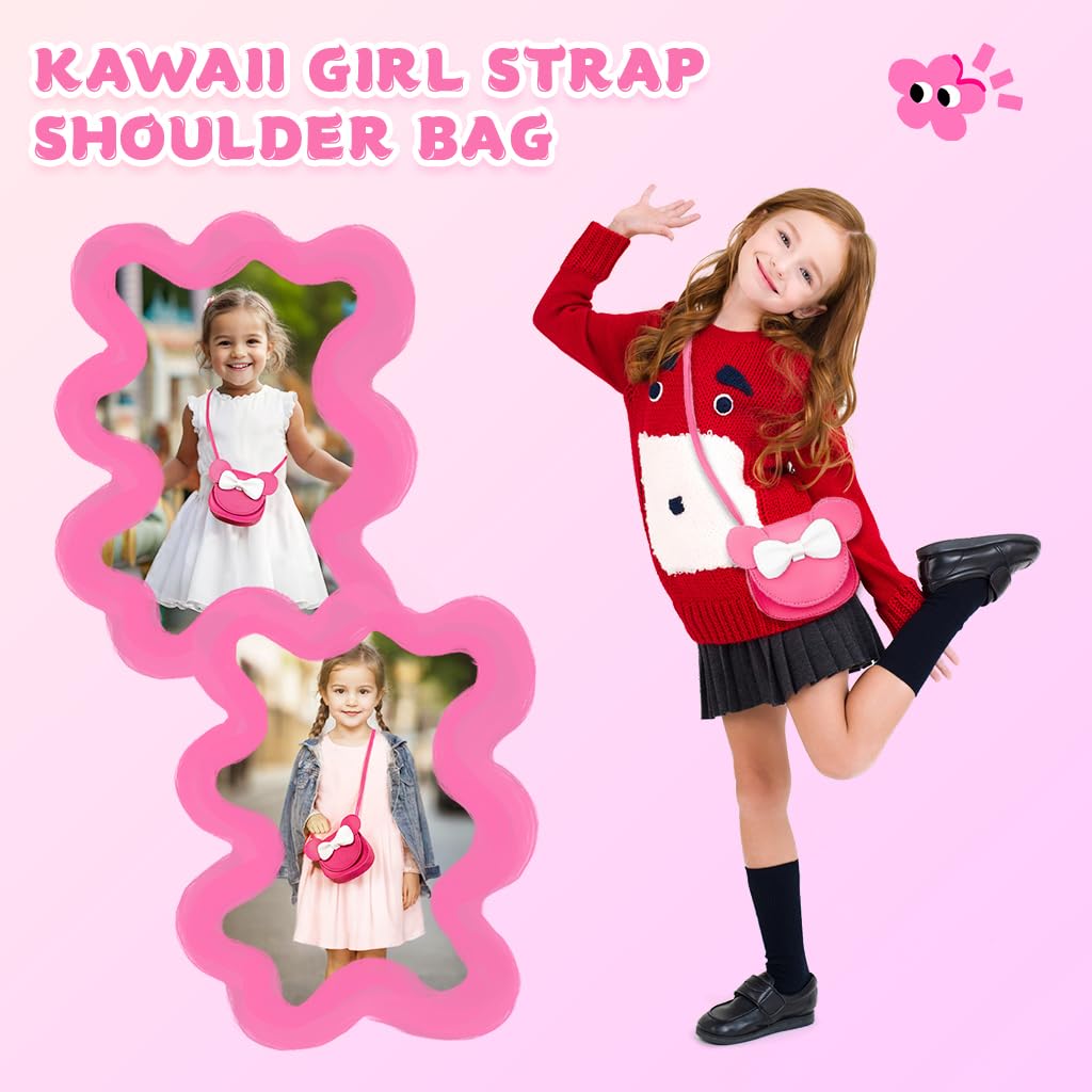 SNOWIE SOFT Kawaii Sling Bag Girls Small Shoulder Bag Cute Pink Minnie PU Shoulder Bag Travel Crossbody Bag for Little Girls Gift for Girls Birthday Gift Christmas Gift, 17x5x14cm