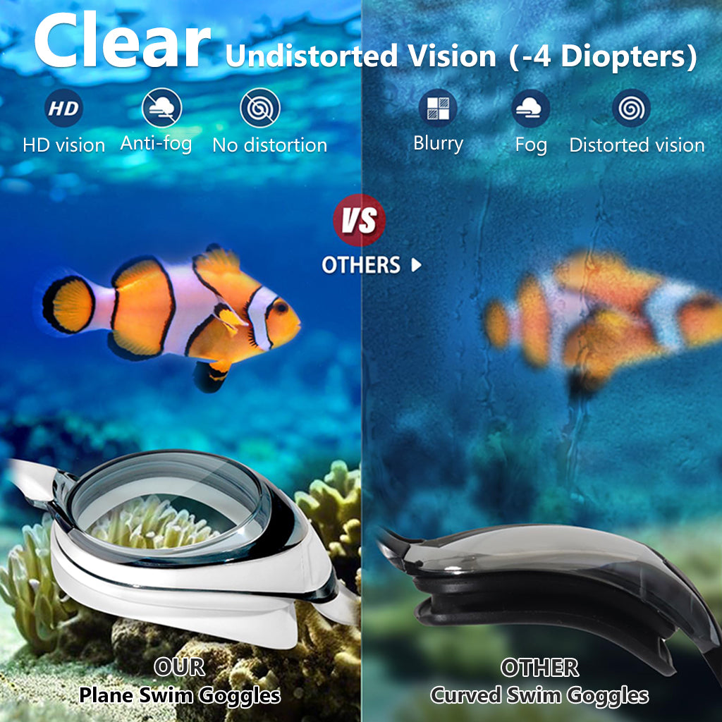 Proberos Short-sighted Swimming Goggle for Man Women, Nearsighted Swimming Goggle Silicone Waterproof Anti-fog Swimming Goggle (-4 Diopters)