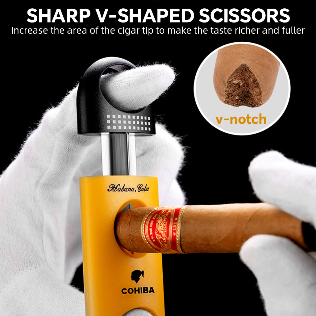 HASTHIP Cigar Cutter Set, Guillotine, Enlarge V-Cut Fit All Cigar Sizes, Cigar Punch with Keyring Gift Cigar Accessories - 3 Pack