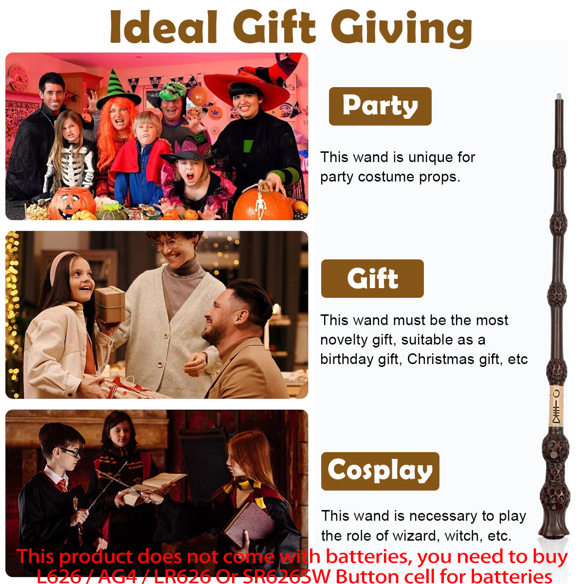 PATPAT Wizard Wand & Golden Snitch Necklace Gift Box Set Illuminating Dumbledore's Magic Wand Resin Made Cosplay Prop Magic Wand Photography Prop Gift for Fans Theme Party Dressing Accessories