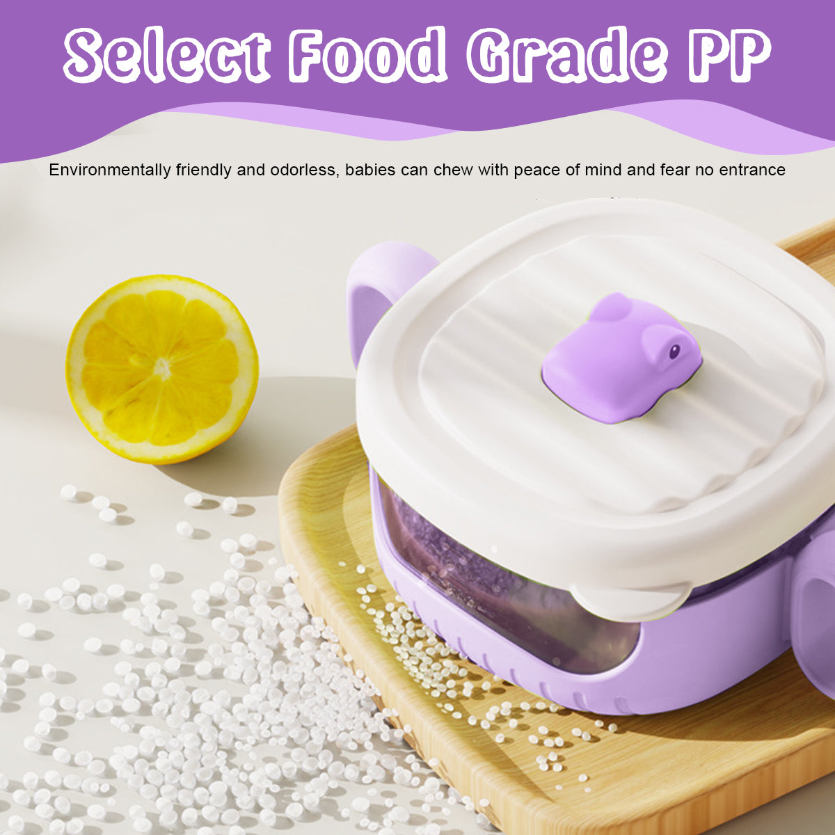 SNOWIE SOFT Baby Bowl with Dual Ears 400ml Baby Food Container with Lid Transparent Food Grade PP Baby Food Bowl with Clip-on Silicone Straw Travel Baby Food Container Snack Bowl