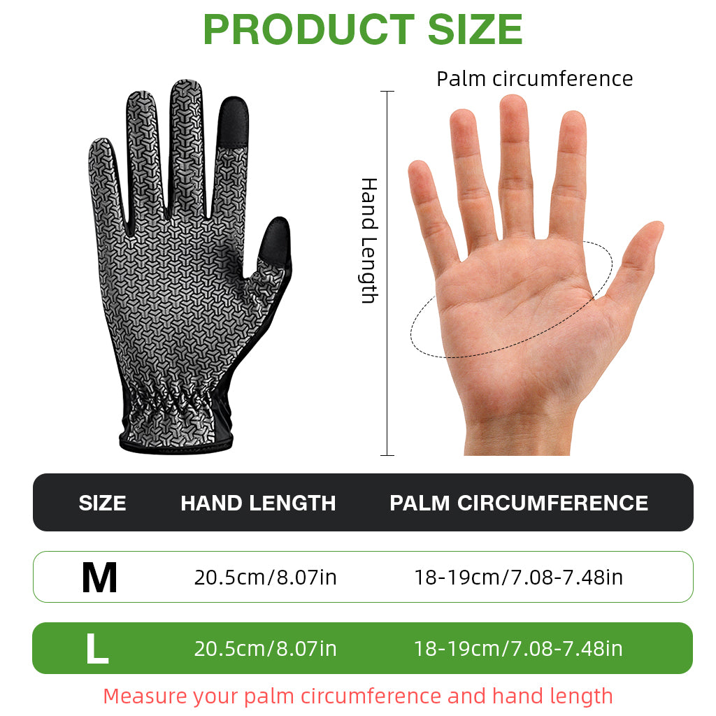 Proberos Running Sports Gloves, Non-slip Touch Screen Sun Gloves Driving Gloves Riding Gloves Hiking Gloves UV Protection Sun Gloves Outdoor Full Finger Gloves for Cycling Driving Fishing, Black, L