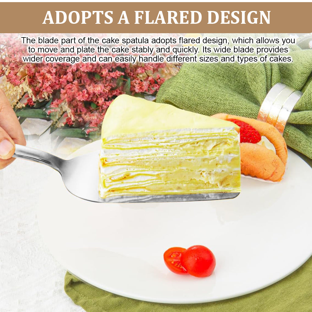 HASTHIP Cake Server Cake Forks Combo Set Stainless Steel Cake Slice & 5Pcs Dessert Forks, 2 in 1 Serrated Cake Cutter Slice 5.2 inches Cake Forks, Birthday Party Supplies Kitchen Supplies, Silver