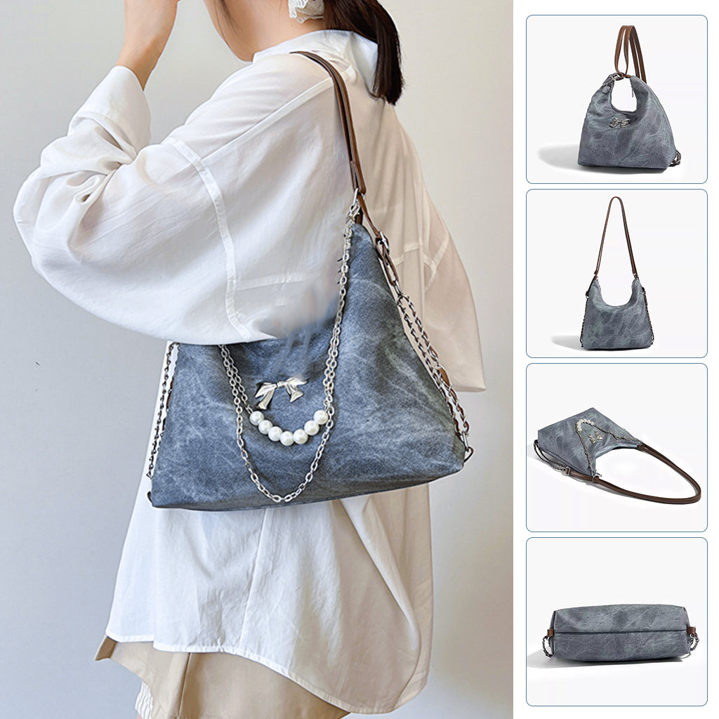 PALAY Shoulder Bag for Women Chic Women PU Hobo Bag Tote Bag Chain Shoulder Bag Convertible 2 in 1 Shoulder Bag Backpack Fashion Casual Hobo Bag