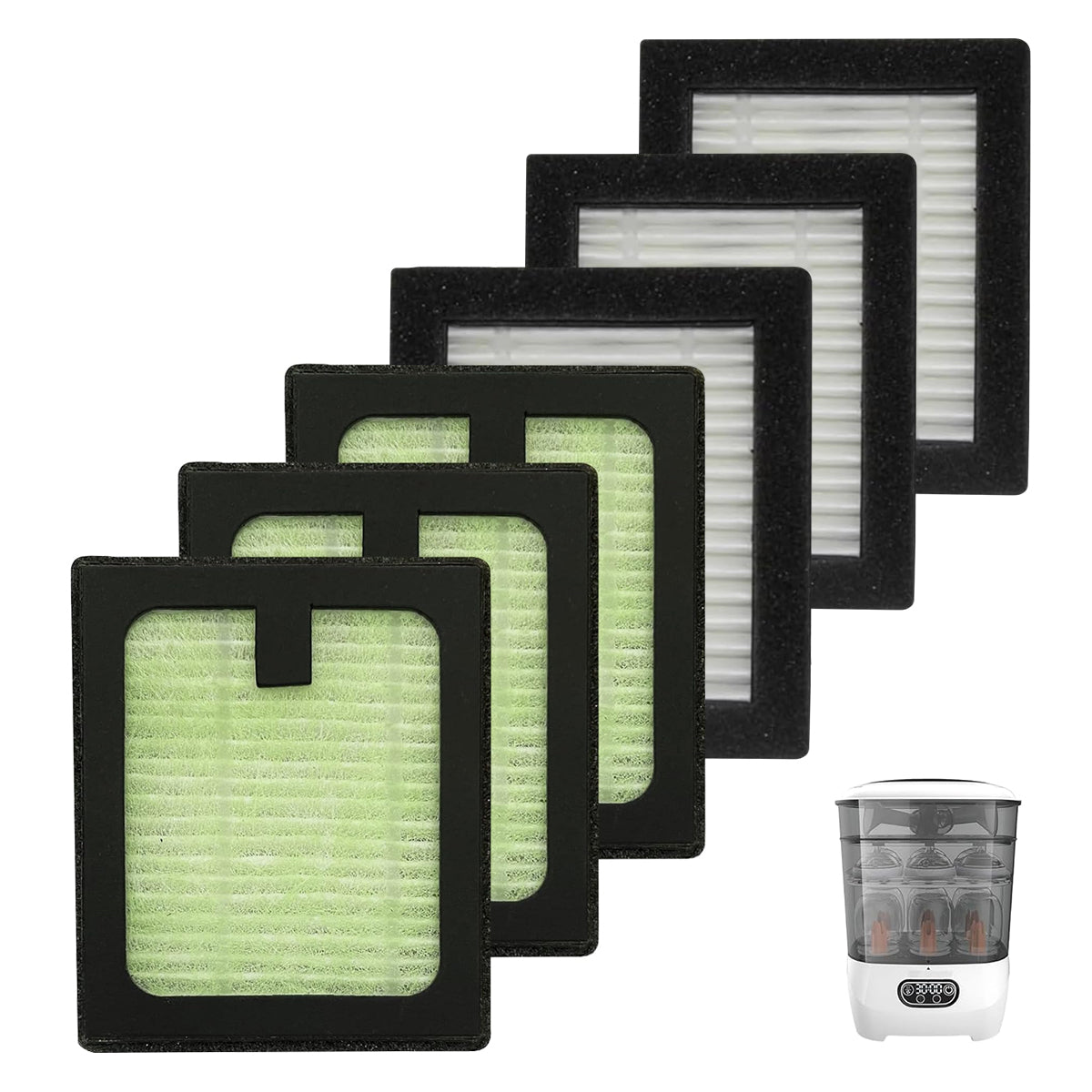 HASTHIP 6Pcs Baby Bottle Dryer Advanced HEPA Filter Compatible with Brezza, Replacement HEPA Filter Sterilizer Spare Bottle Dryer Advanced Filters for Baby Brezza Gentle Drying System