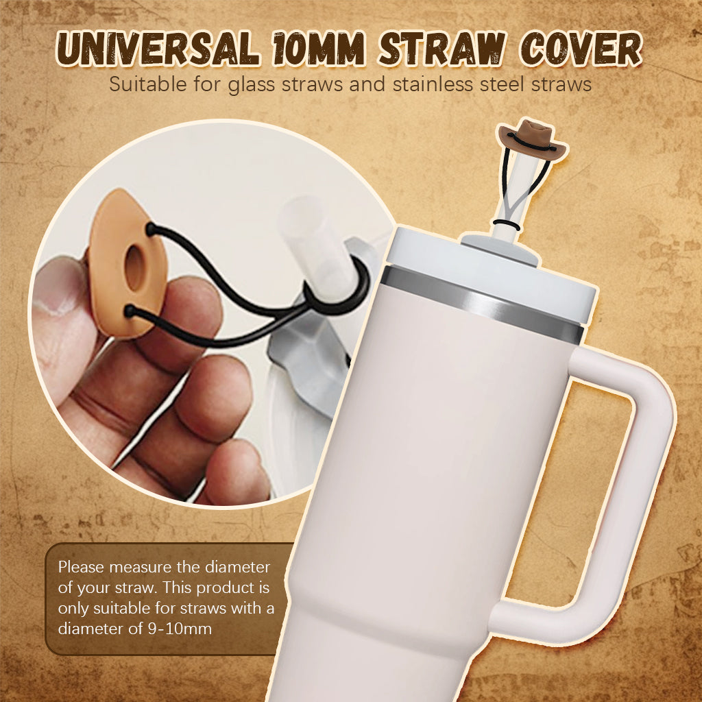 HASTHIP Cowboy Hat Straw Caps 4-Color Creative  Cowboy Hat Straw Caps for  Stanley 30&40 Oz Cups Cartoon Silicone Straw Covers Universal 10mm Straw Covers for Glass Straws, Stainless Steel Straws