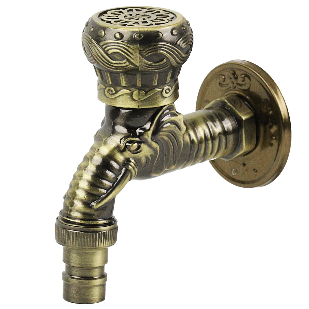 HASTHIP Vintage Zinc Alloy Elephant Embossed Faucet, Decorative Garden & Bathroom Water Tap, Corrosion-Resistant 1/2 Inch Universal Spigot, Multi-Purpose Sink Faucet for Indoor/Outdoor Use