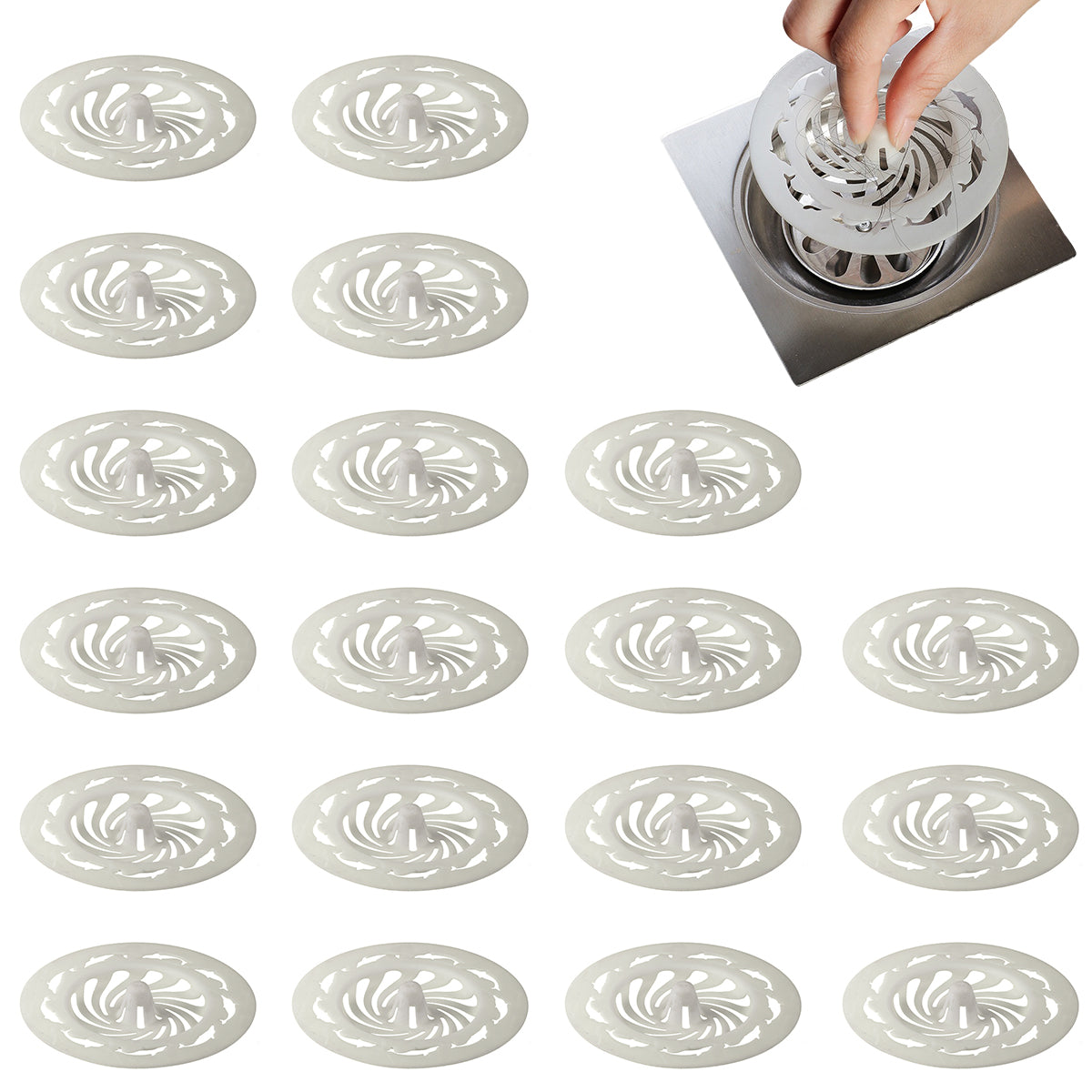 HASTHIP 20Pcs Sink Strainer Hair Catchers 3.35 inches Removable Hair Catchers for Sink Strainer PP Reuseable Anti-Clogging Drainer for Bathroom Floor Strainer