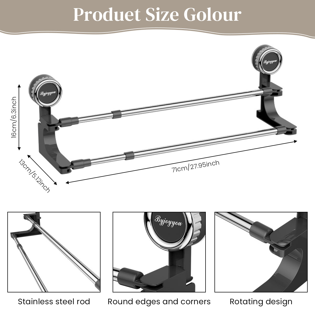 HASTHIP Retractable Towel Rack 30-70cm, No Drill Strong Suction Corner-Fit, Double Layer Stainless Steel Multipurpose Wall Organizer for Bathroom, Kitchen, Shoes, Pot Lids & Dish Cloths