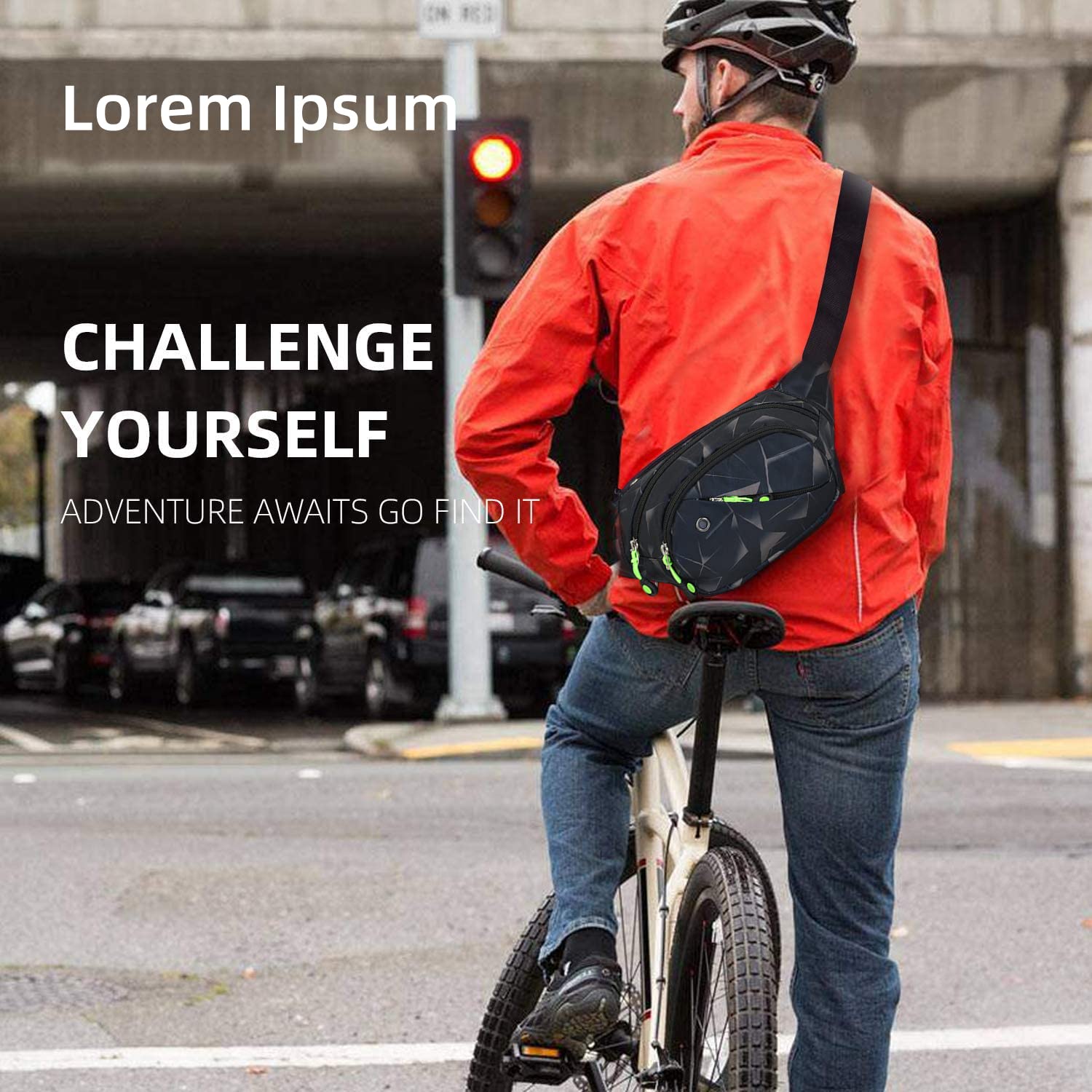 Optifit Waist Bag for Travel and Running with 4 Zippered Pockets and Adjustable Strap | Waterproof Nylon Fanny Pack