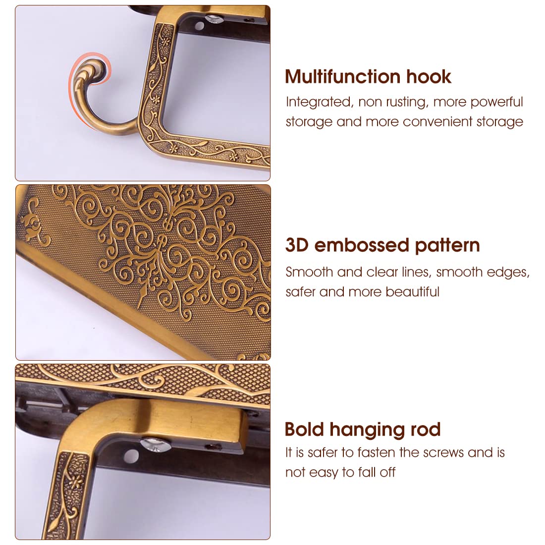 HASTHIP Toilet Paper Roll Holder for Bathroom with 7.29×3.94×3.75in Phone Shelf | Anti Rust Aluminum 3D Carving Design