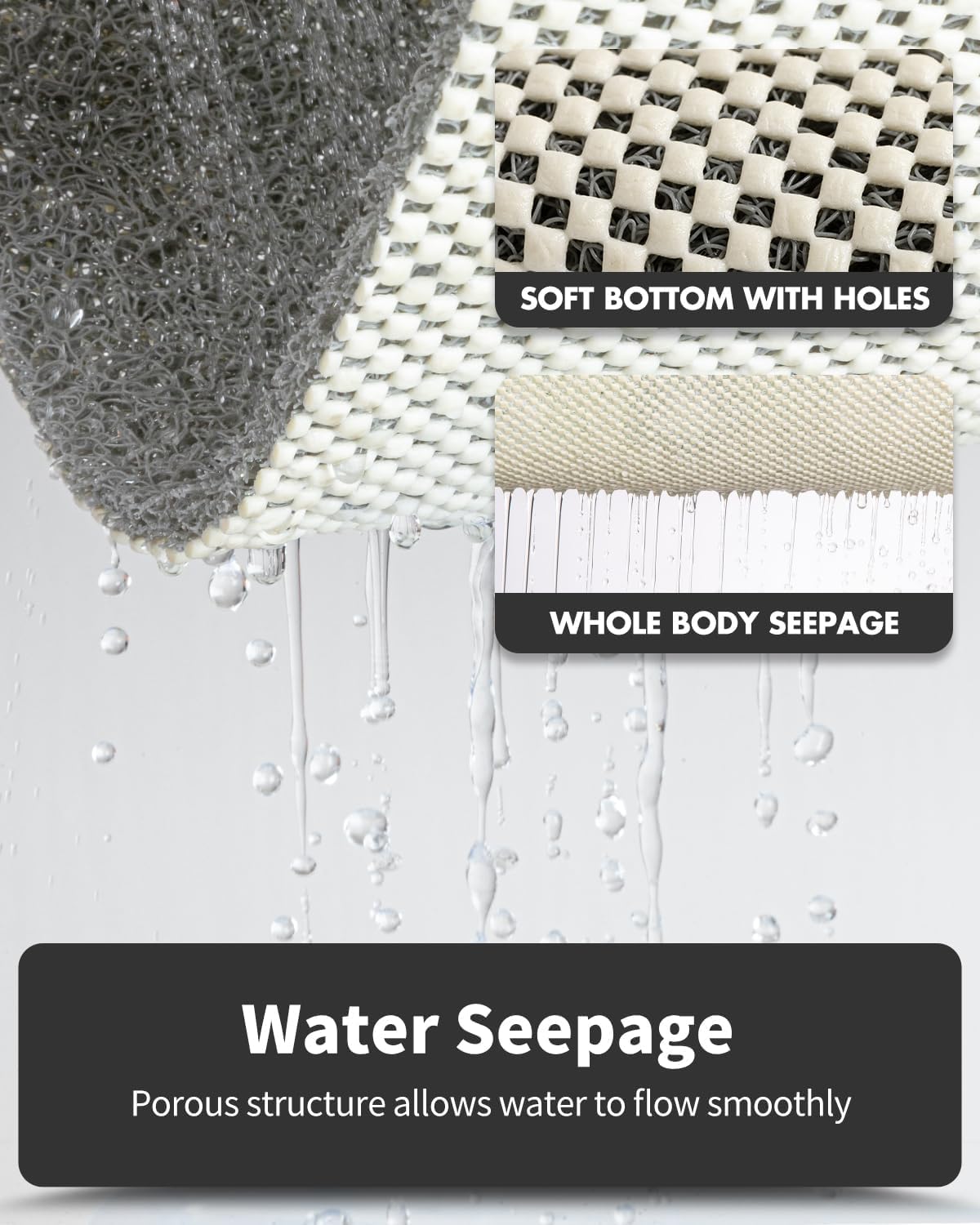 Supvox Shower Mat for Tub and Bathroom featuring Drain Holes and Quick Dry 23.6 x 23.6 in PVC Loofah | Safe Non Slip Bath Mat