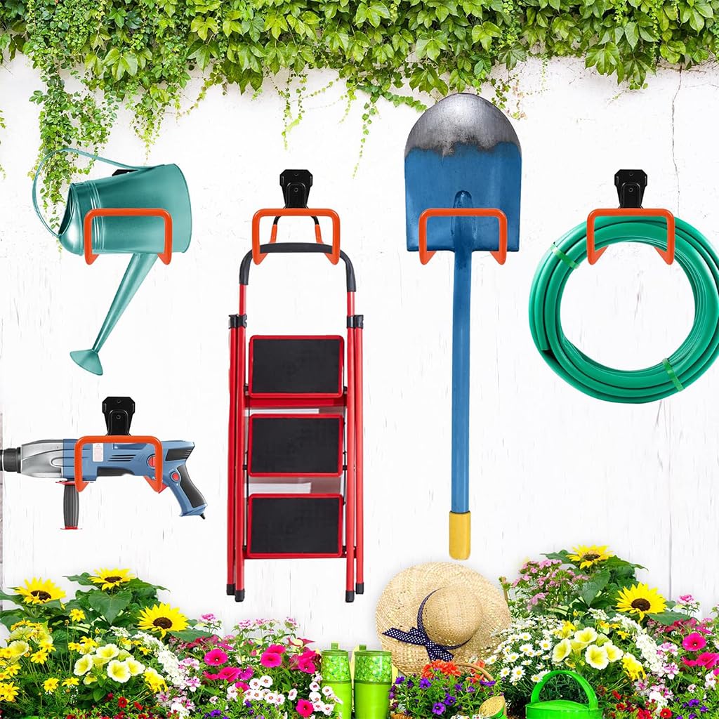HASTHIP 2Pcs Garden Hose Holder Wall Mounted Hose Hook Wall Hook Metal Hose Organizer Long Hose Hanger Hook with Screws Heavy Duty Wall Hook for Hose, Cable, Water Hose