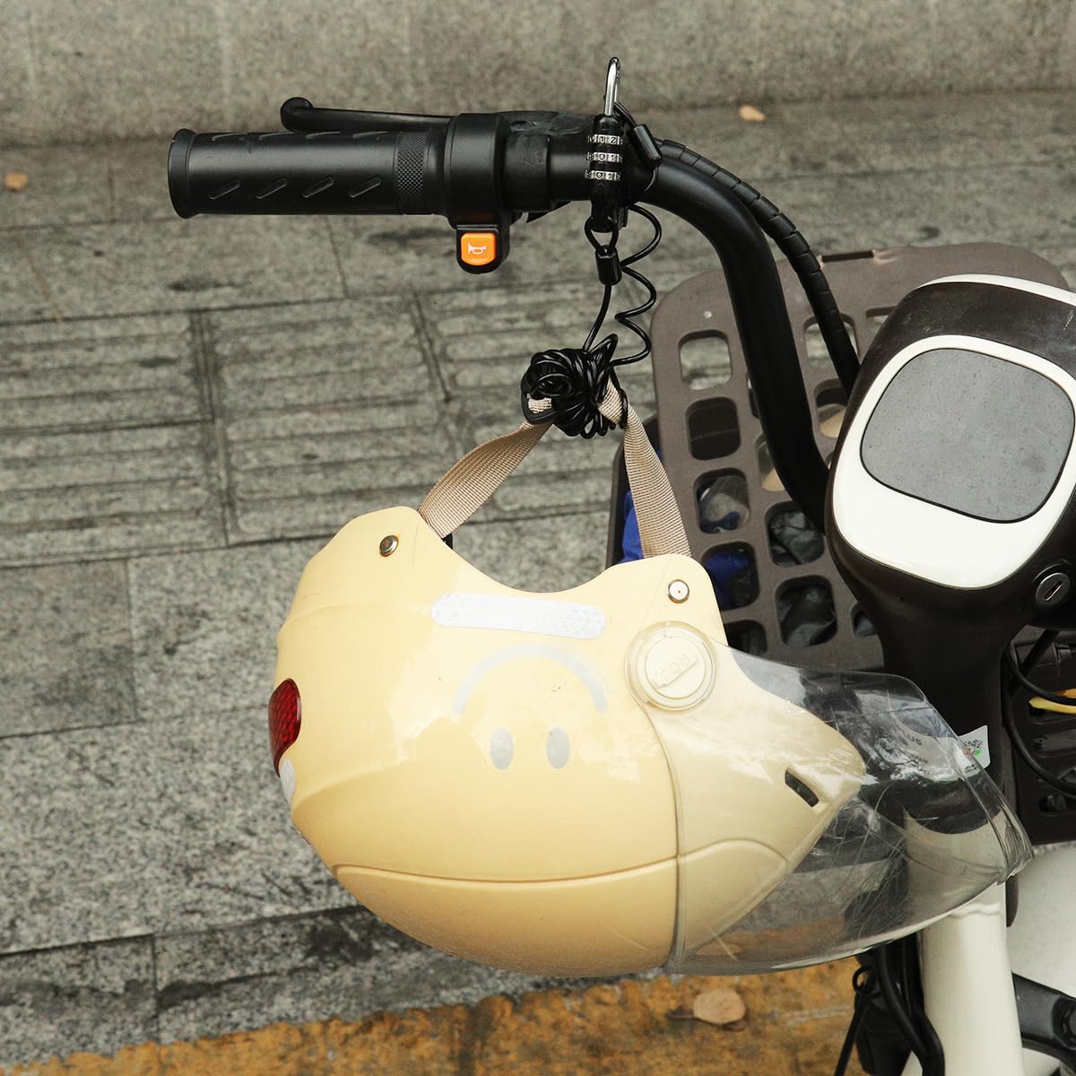 STHIRA Helmet Lock for Bike with 3.3ft Coiled Steel Rope featuring Screw Fixed Zinc Alloy Design