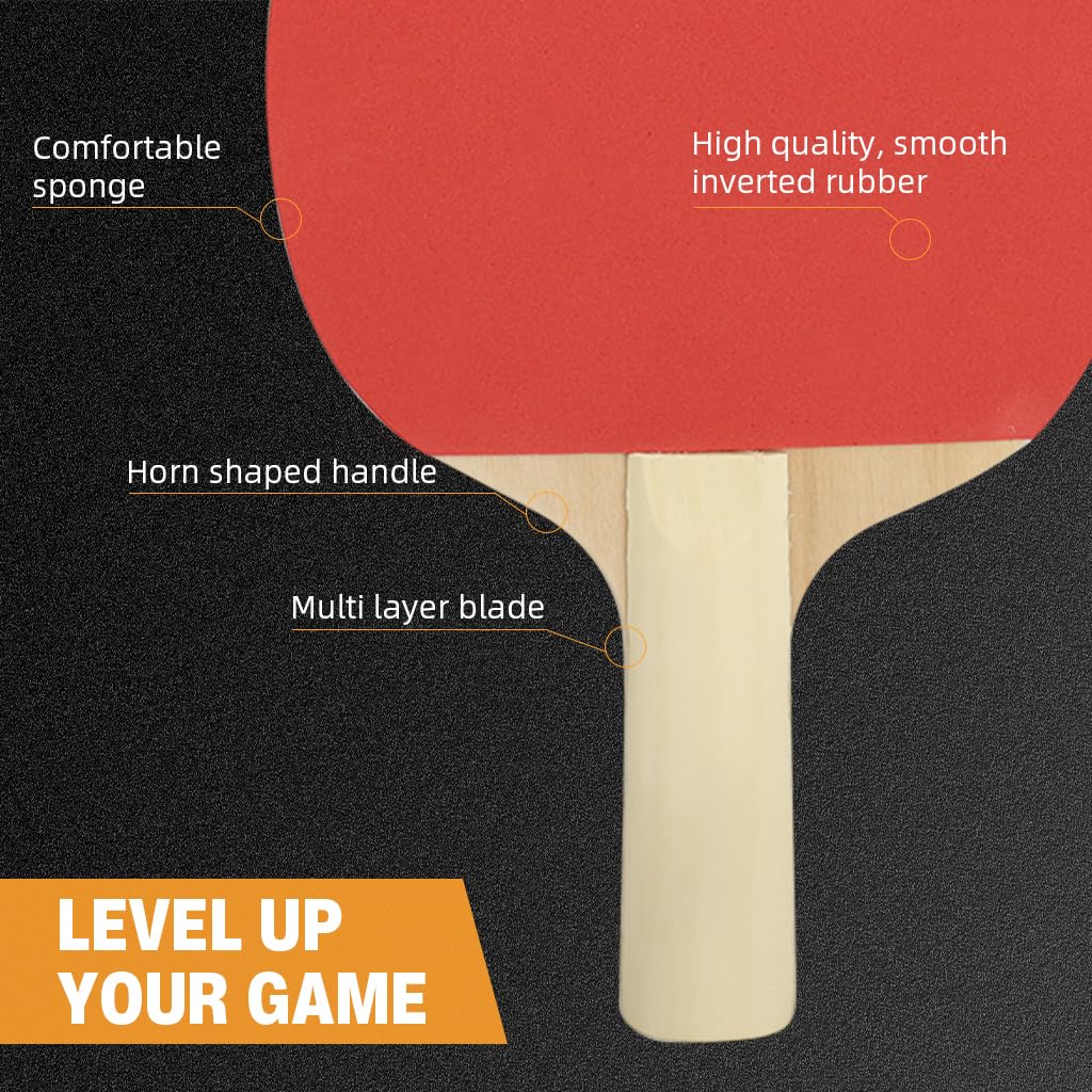 Proberos Table Tennis Racket Set for Kids with 3 Balls and Ergonomic Handles | 5 Ply Basswood Blades