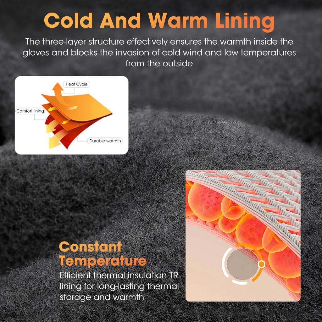 HASTHIP Winter Gloves for Outdoor Activities featuring Touch Screen Fingertips and Anti-Slip Palm | 27cm Length 3 PCS Warm Design for Men and Women