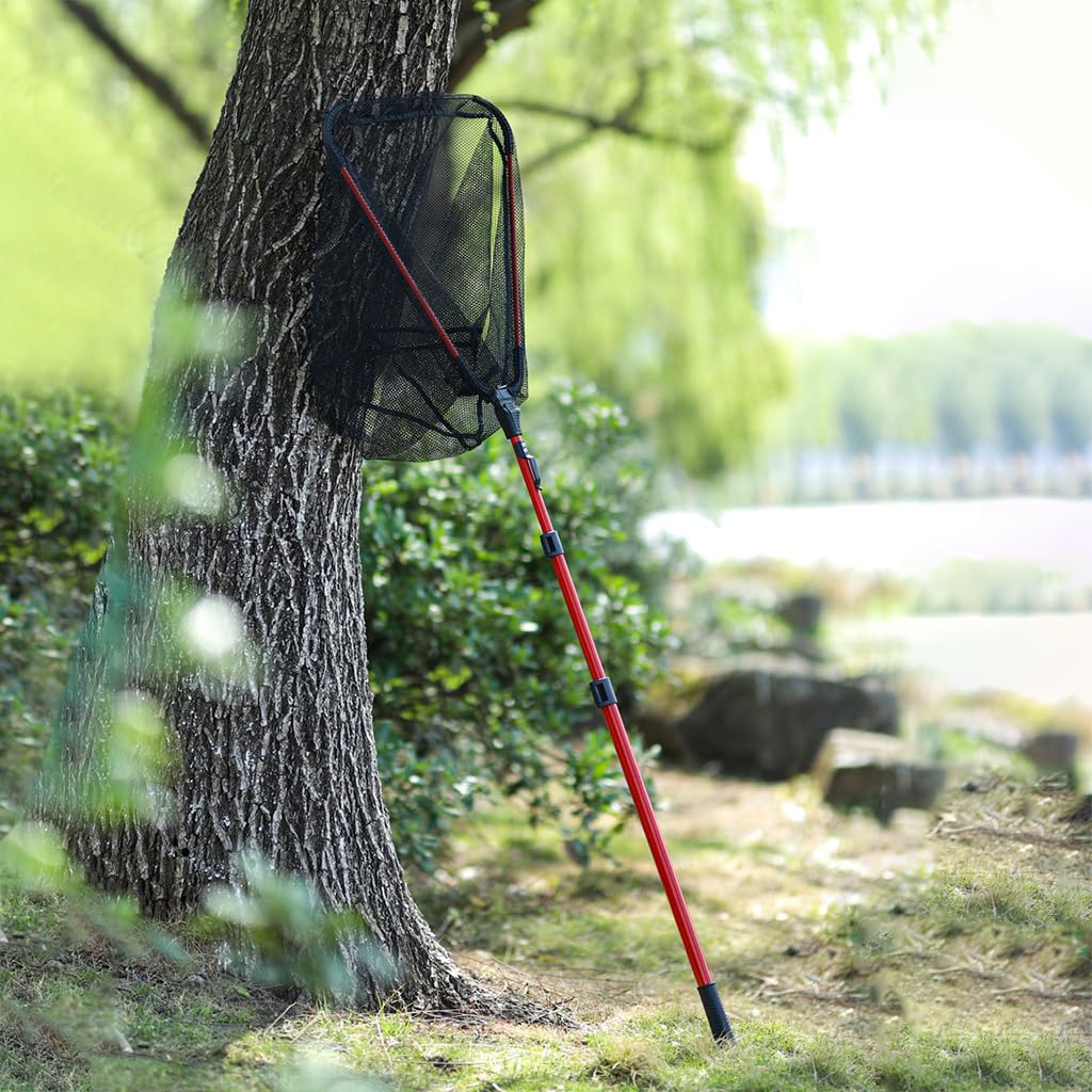 Proberos Retractable Fishing Net for Anglers with 0.9 m Extendable Handle featuring Tri‑Fold Wide Mouth Design and Aluminum Alloy Frame