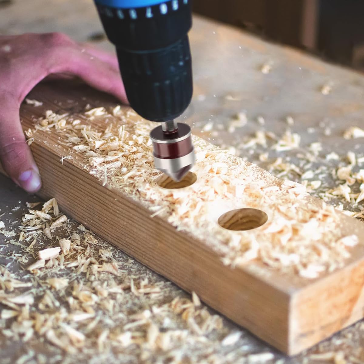 Serplex Steel Countersink Drill Bit Set for Wood Metal and Plastic featuring 82 Degree 5 Blade Design | Quick Change Hex Shank 5Pcs